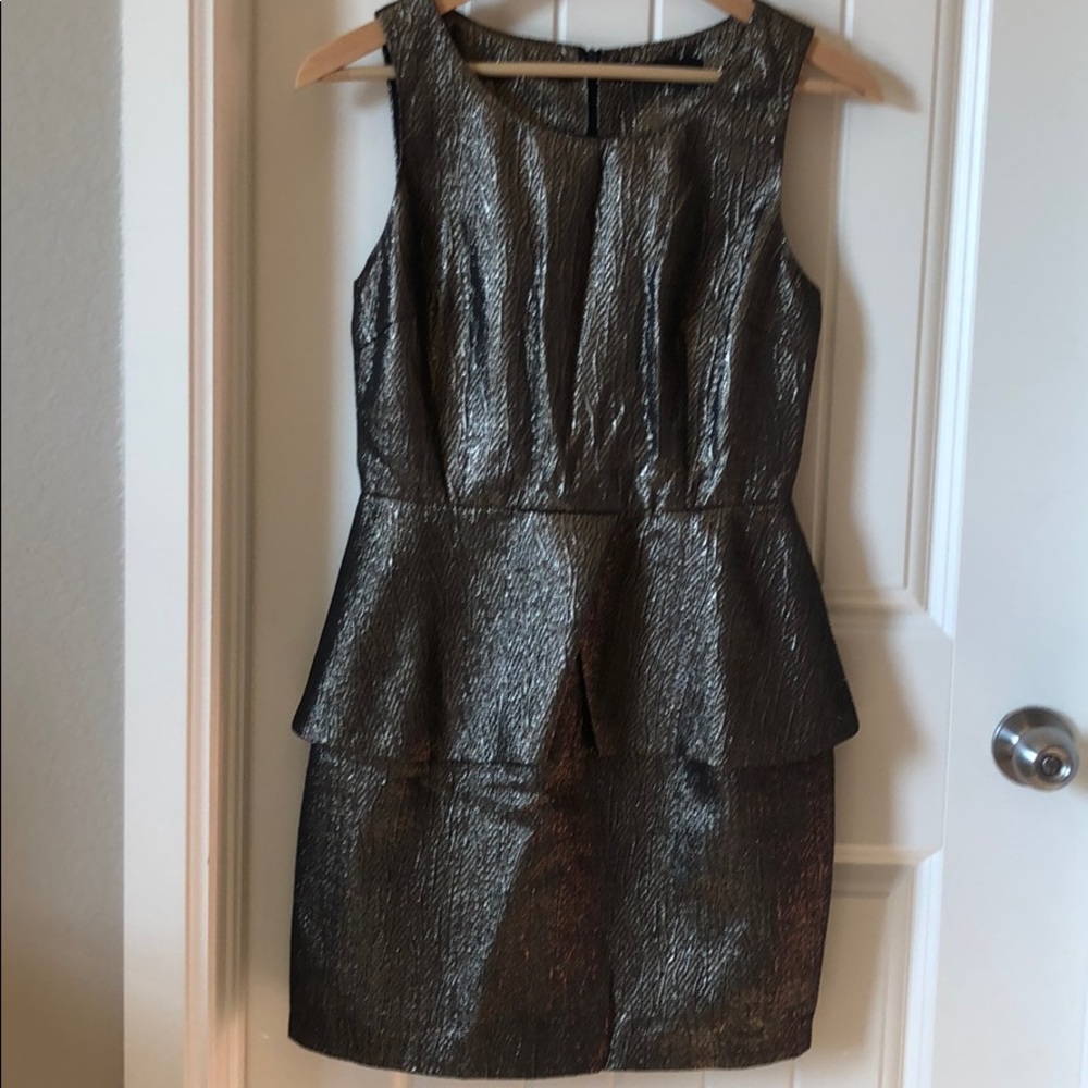 Bronze Metallic Peplum party dress